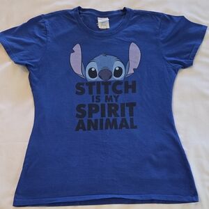 Blue Women's DISNEY T-Shirt with Stitch Design, small